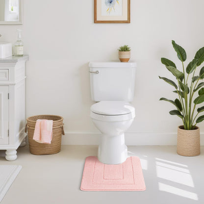 Pink U Shaped Toilet Rug 20" x 24", Non-Slip Bath Mat