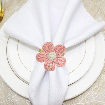 12Pcs Flower Napkin Rings, Handmade Faux Pink Daisy Napkin Ring