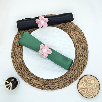 12Pcs Flower Napkin Rings, Handmade Faux Pink Daisy Napkin Ring