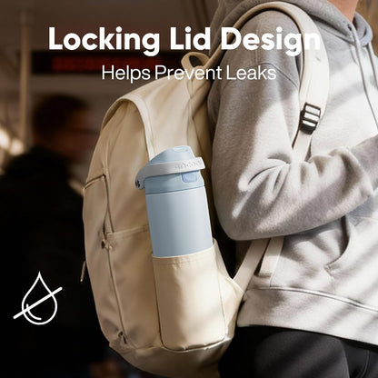 Leakproof Insulated Water Bottle with Straw Dual-Sip Water Bottle Bag-Safe Design for Work, Commute & Gym – Keeps Drinks Cold All Day, 32 oz, Peach Purple