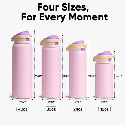 Leakproof Insulated Water Bottle with Straw Dual-Sip Water Bottle Bag-Safe Design for Work, Commute & Gym – Keeps Drinks Cold All Day, 32 oz, Peach Purple
