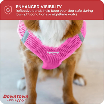 Step-in Dog Harness – No Pull, Adjustable Padded Mesh with Reflective Trim, Secure Buckle Strap – Comfortable & Breathable Small Dog Harness, Small, Pink