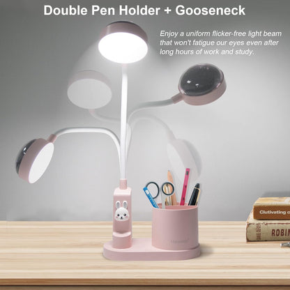 Pink Desk Lamp for Home Office, Touch Small Table Light for Kids