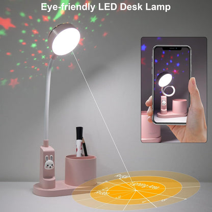Pink Desk Lamp for Home Office, Touch Small Table Light for Kids