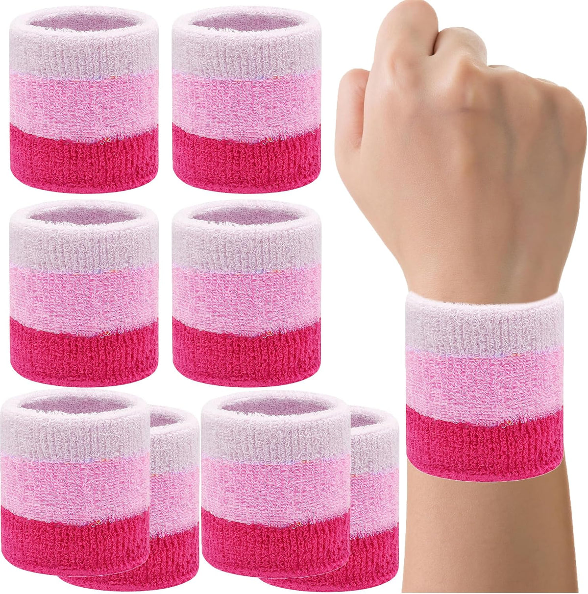 8 Pack Wrist Sweatbands Tennis Wrist Bands Absorbent Sweat Band for Men and Women, Breathable Cotton Sweatbands for Working Out, Football, Basketball, Running Athletic Sports