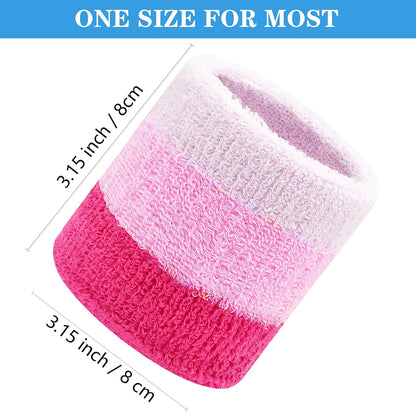 8 Pack Wrist Sweatbands Tennis Wrist Bands Absorbent Sweat Band for Men and Women, Breathable Cotton Sweatbands for Working Out, Football, Basketball, Running Athletic Sports