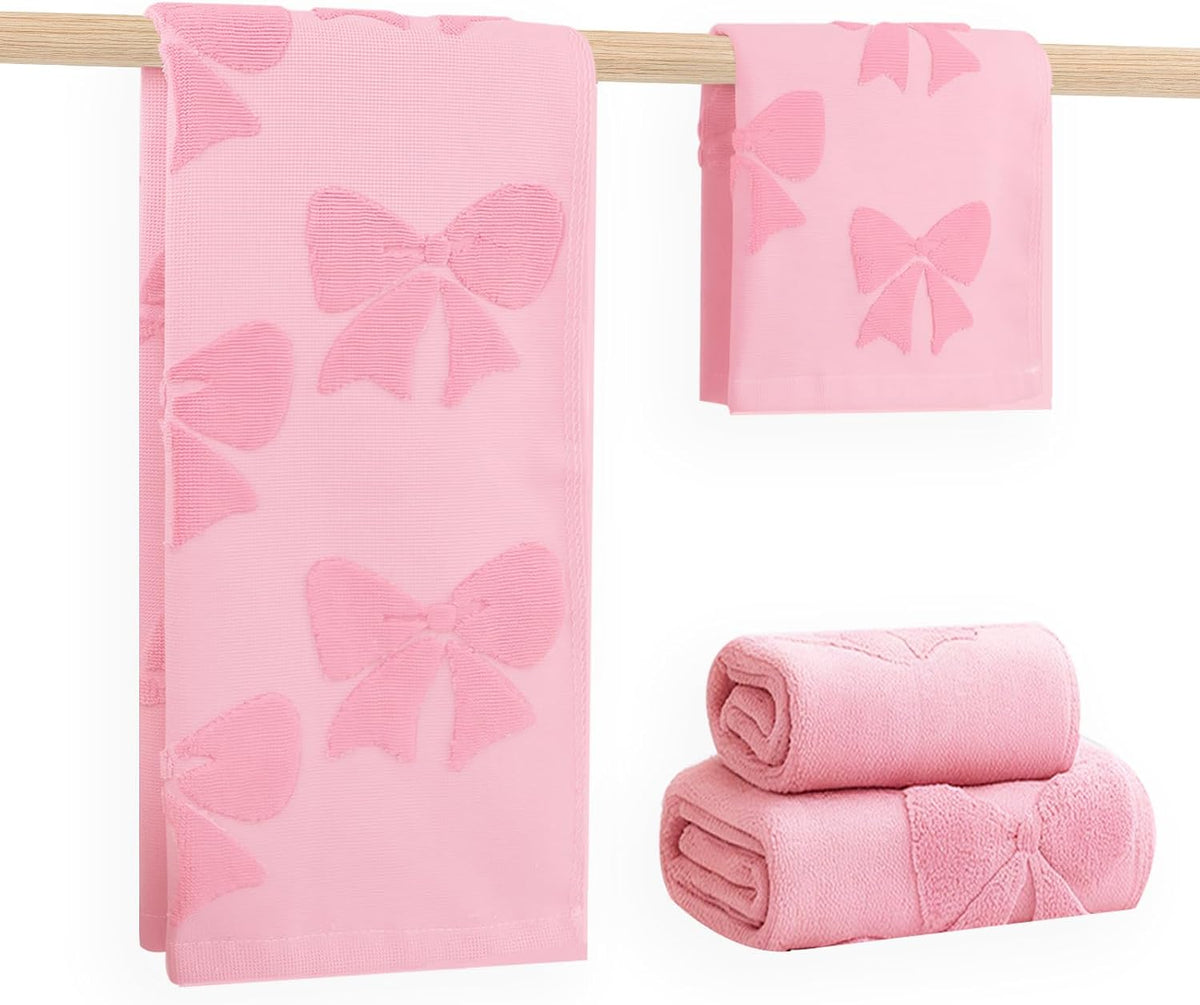 4 PCS Cotton Towel Set Contain 2 Hand Towels 14x30in & 2 Wash Coths 14x14in