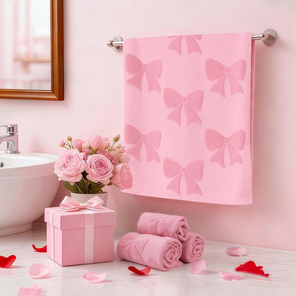 4 PCS Cotton Towel Set Contain 2 Hand Towels 14x30in & 2 Wash Coths 14x14in