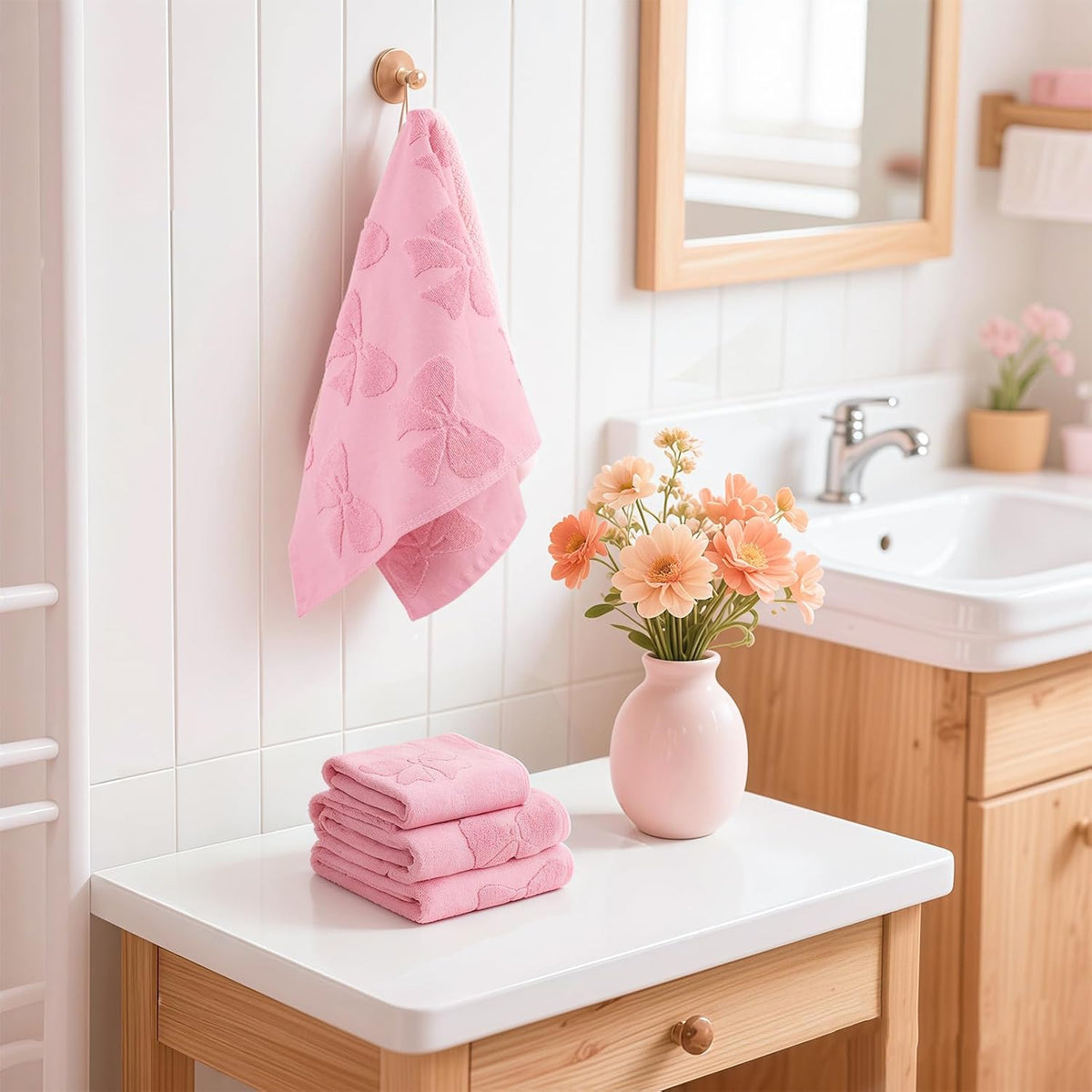4 PCS Cotton Towel Set Contain 2 Hand Towels 14x30in & 2 Wash Coths 14x14in