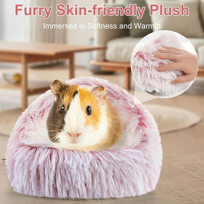 Guinea Pig Hideout, Doughnut Guinea Pig Bed, Bunny Hamster Bed Stuff(Pink)