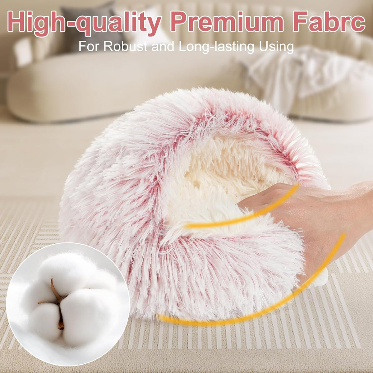 Guinea Pig Hideout, Doughnut Guinea Pig Bed, Bunny Hamster Bed Stuff(Pink)