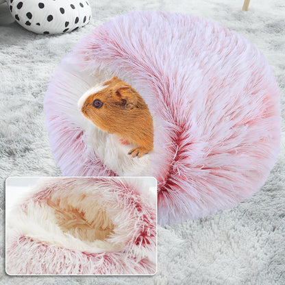 Guinea Pig Hideout, Doughnut Guinea Pig Bed, Bunny Hamster Bed Stuff(Pink)