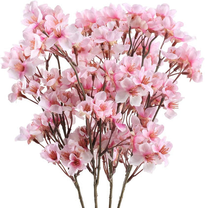4PCS 15.7" Cherry Blossom Branches Artificial Pink Flowers