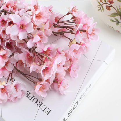 4PCS 15.7" Cherry Blossom Branches Artificial Pink Flowers