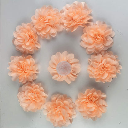 Peach Chiffon Ruffled Fabric Flower for DIY Handmade Decorative, Hair Clip,Scrapbooking and More Decoration 10PC (2-3/8" Inch)