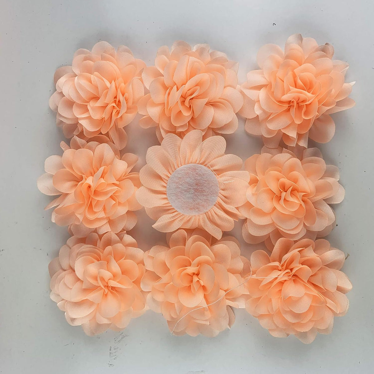 Peach Chiffon Ruffled Fabric Flower for DIY Handmade Decorative, Hair Clip,Scrapbooking and More Decoration 10PC (2-3/8" Inch)
