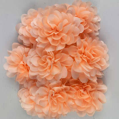 Peach Chiffon Ruffled Fabric Flower for DIY Handmade Decorative, Hair Clip,Scrapbooking and More Decoration 10PC (2-3/8" Inch)