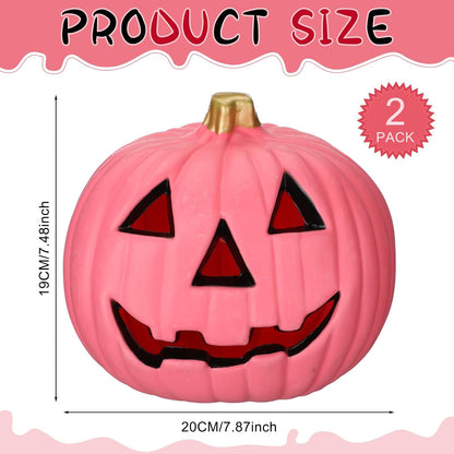 2 Pack Pink Jack O Lantern Pumpkins Light up Battery Operated