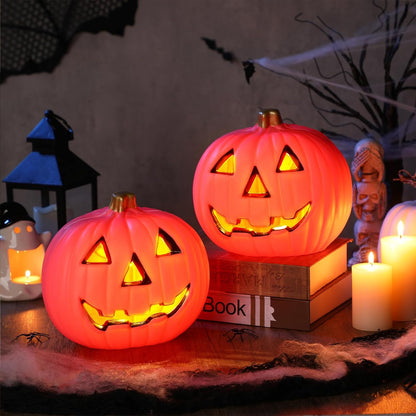 2 Pack Pink Jack O Lantern Pumpkins Light up Battery Operated