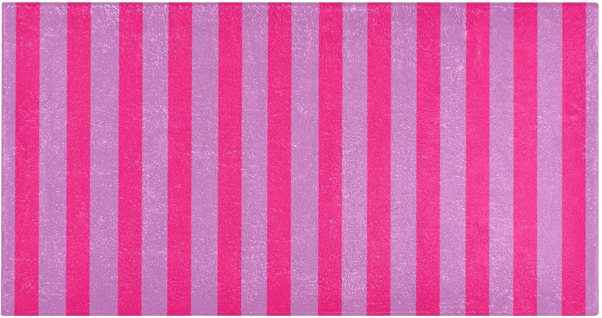 Rosy Pink Stripes Bath Mat, Soft Absorbent Bath Rug, Non Slip Washable Bathroom Mat for Shower and Tub, Home Decor 39x20 Inch
