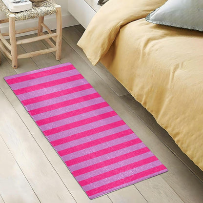 Rosy Pink Stripes Bath Mat, Soft Absorbent Bath Rug, Non Slip Washable Bathroom Mat for Shower and Tub, Home Decor 39x20 Inch
