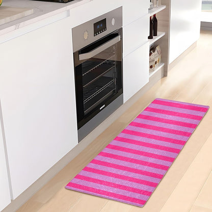 Rosy Pink Stripes Bath Mat, Soft Absorbent Bath Rug, Non Slip Washable Bathroom Mat for Shower and Tub, Home Decor 39x20 Inch