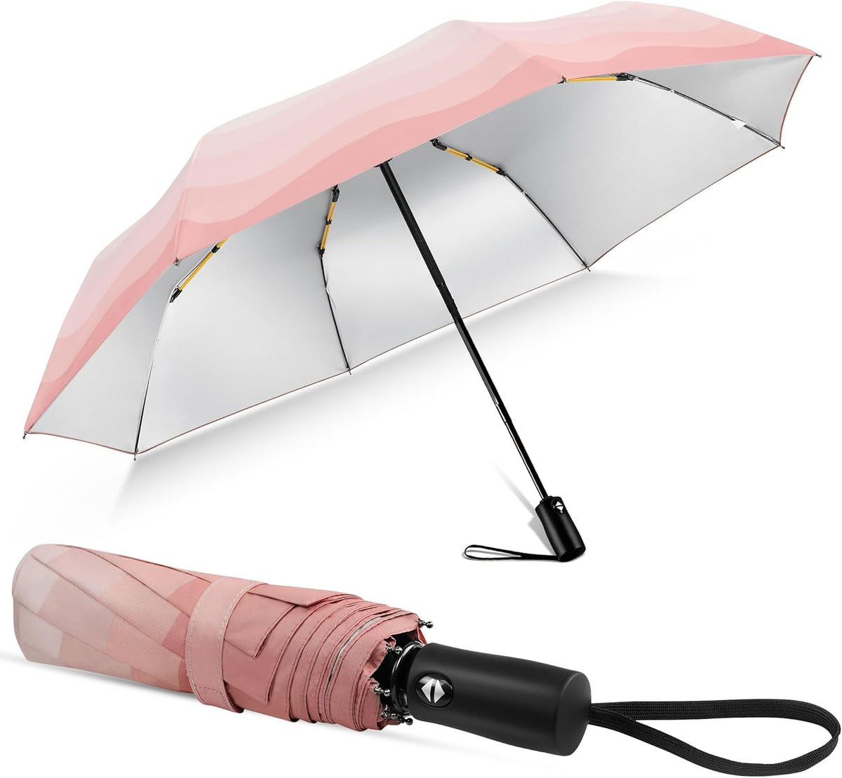 Cute UV Umbrella Women Auto Open Close Gradient Compact Travel Sun Rain