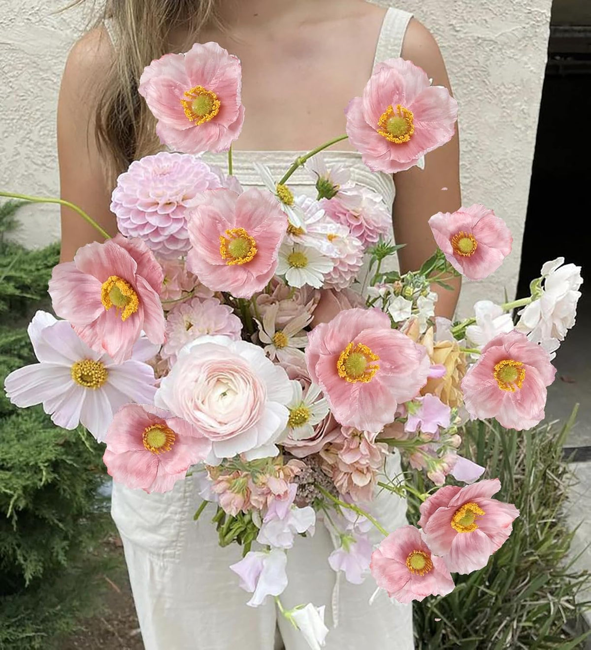 Faux Poppy Flowers,8PCS Pink Silk Poppies 23.2in Artificial Poppy Flowers Fake Poppies for Wedding Bouquet Party Table Centerpiece Arrangement Home Decor(Pink)