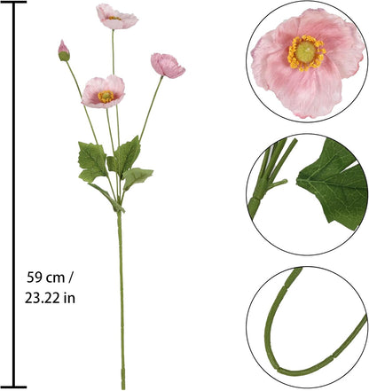 Faux Poppy Flowers,8PCS Pink Silk Poppies 23.2in Artificial Poppy Flowers Fake Poppies for Wedding Bouquet Party Table Centerpiece Arrangement Home Decor(Pink)