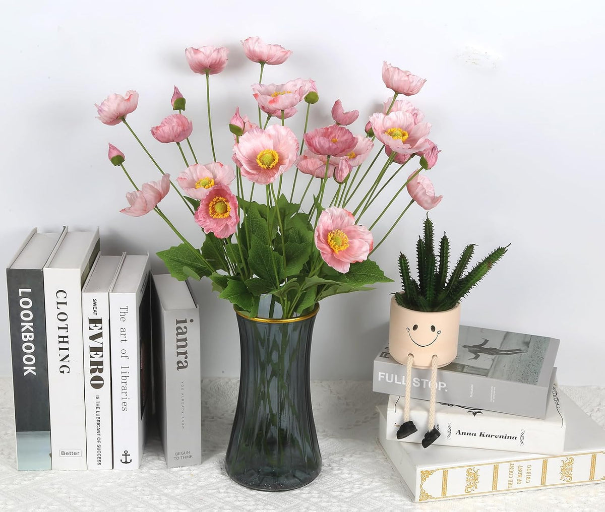 Faux Poppy Flowers,8PCS Pink Silk Poppies 23.2in Artificial Poppy Flowers Fake Poppies for Wedding Bouquet Party Table Centerpiece Arrangement Home Decor(Pink)