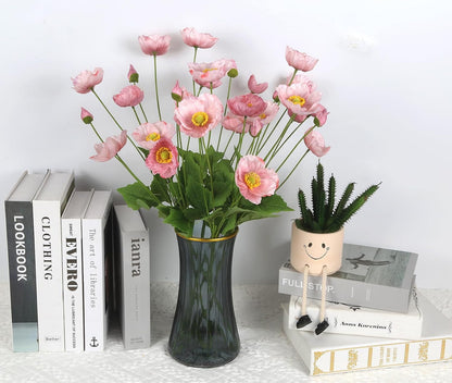 Faux Poppy Flowers,8PCS Pink Silk Poppies 23.2in Artificial Poppy Flowers Fake Poppies for Wedding Bouquet Party Table Centerpiece Arrangement Home Decor(Pink)