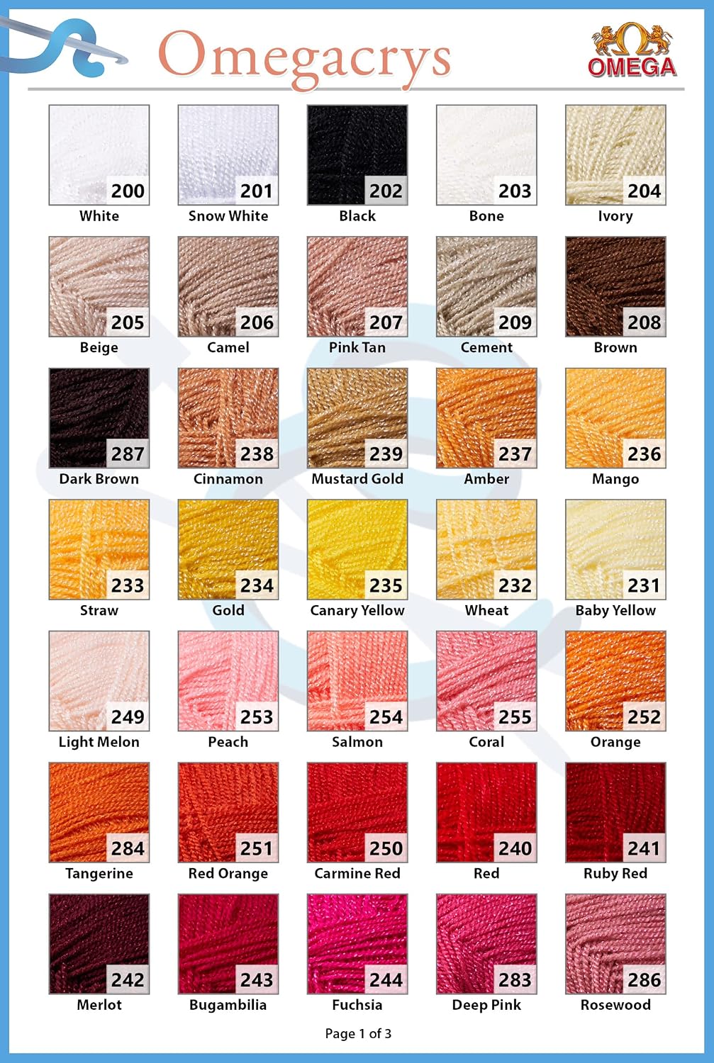 OMEGACRYS [100grs] - by Omega - Fine Crystal Yarn Great for All Crafts - Color 43-Peach 253