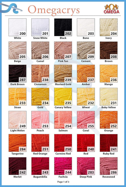 OMEGACRYS [100grs] - by Omega - Fine Crystal Yarn Great for All Crafts - Color 43-Peach 253