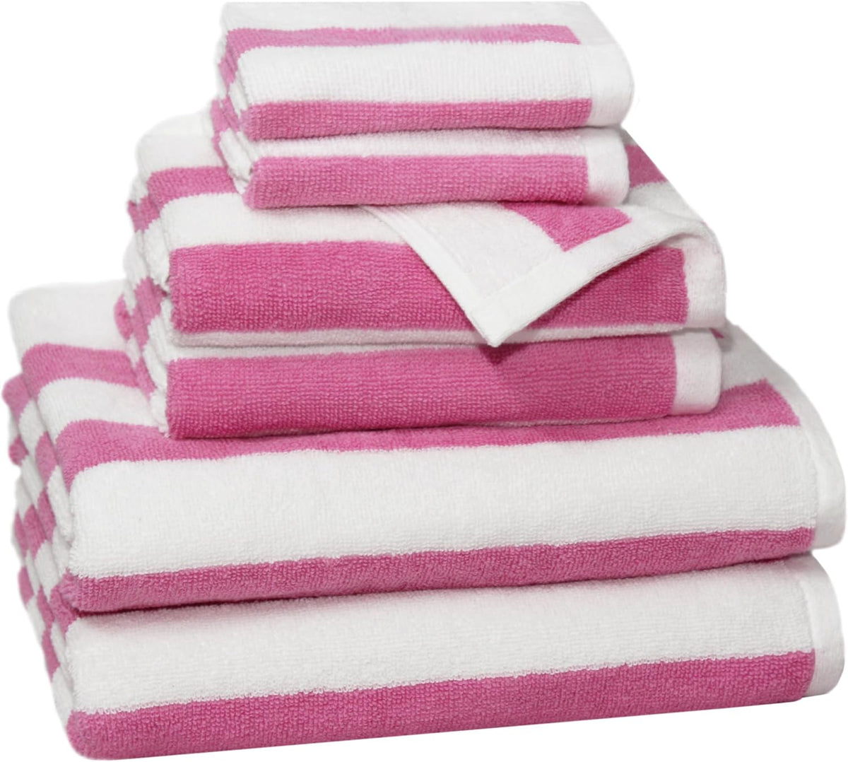 6 Piece Towel Set - 100% Cotton Cabana Stripe Kids Towel Set