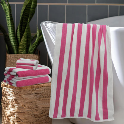 6 Piece Towel Set - 100% Cotton Cabana Stripe Kids Towel Set