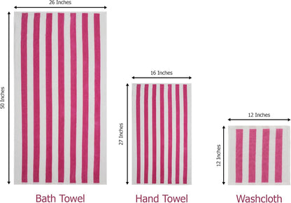 6 Piece Towel Set - 100% Cotton Cabana Stripe Kids Towel Set