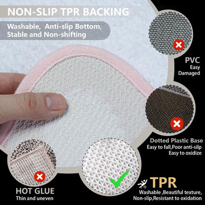 Pink Bathroom Rugs Soft Non Slip Pink Bath Mat Irregular Shaped Scalloped Bath Mat for Preppy Bedroom Decor Aesthetic Luxury Microfiber Machine Washable Funky Cute Rug for Bedroom Tub Shower 16" x 24"
