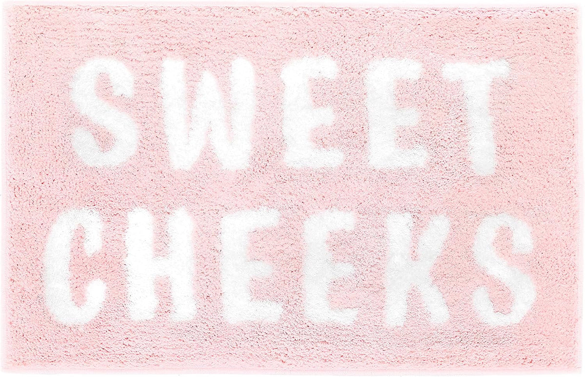 Sweet Cheeks Bath Mat for Tub, Cute Pink Bath Mats Non Slip, Blush Pink Bathroom Decor, Anti Slip Microfiber Bath Rugs, Funny Bath Rugs, 24"x16"