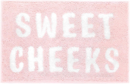 Sweet Cheeks Bath Mat for Tub, Cute Pink Bath Mats Non Slip, Blush Pink Bathroom Decor, Anti Slip Microfiber Bath Rugs, Funny Bath Rugs, 24"x16"