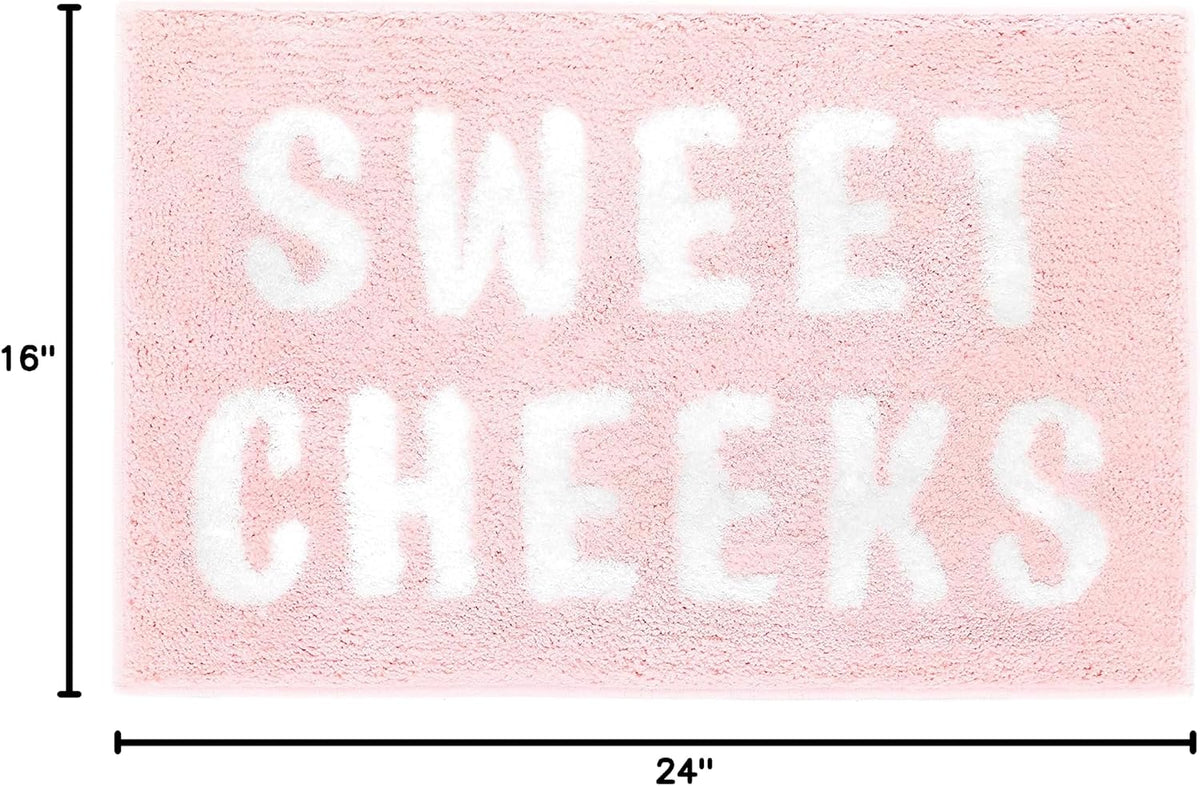 Sweet Cheeks Bath Mat for Tub, Cute Pink Bath Mats Non Slip, Blush Pink Bathroom Decor, Anti Slip Microfiber Bath Rugs, Funny Bath Rugs, 24"x16"