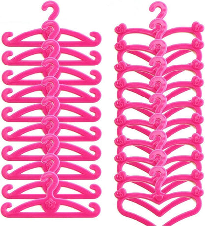 60 PCS Pink Plastic Little Hangers for Girl Doll Dress Clothes Gown Doll Clothes Accessories