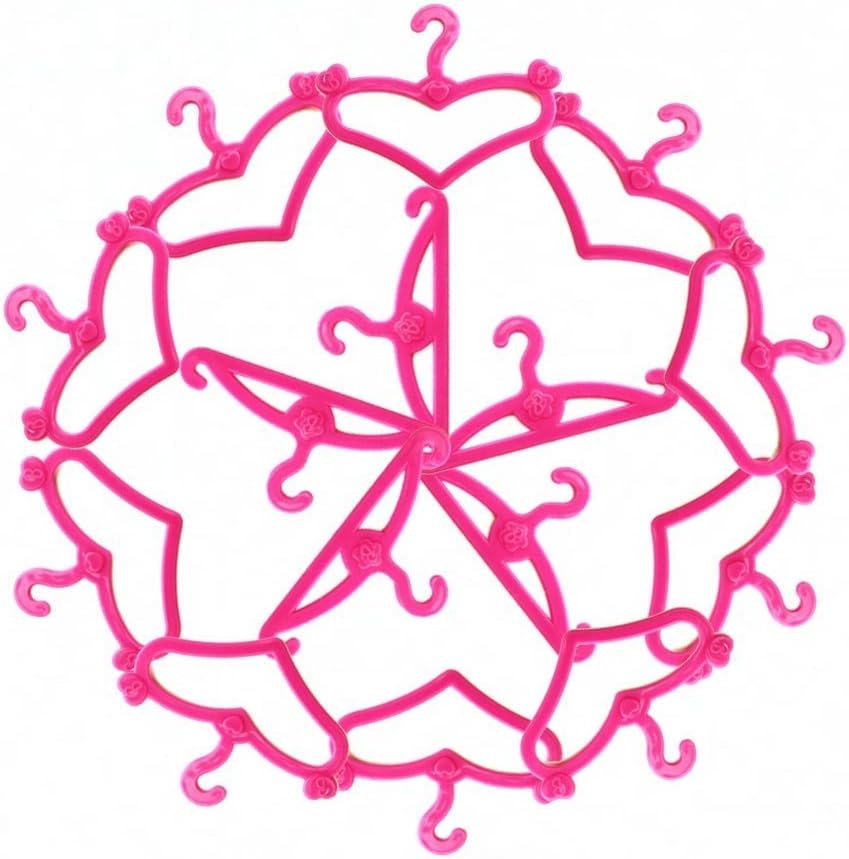 60 PCS Pink Plastic Little Hangers for Girl Doll Dress Clothes Gown Doll Clothes Accessories
