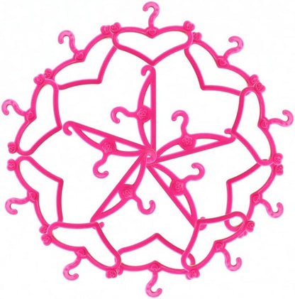 60 PCS Pink Plastic Little Hangers for Girl Doll Dress Clothes Gown Doll Clothes Accessories