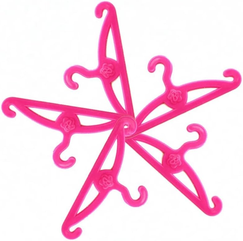 60 PCS Pink Plastic Little Hangers for Girl Doll Dress Clothes Gown Doll Clothes Accessories