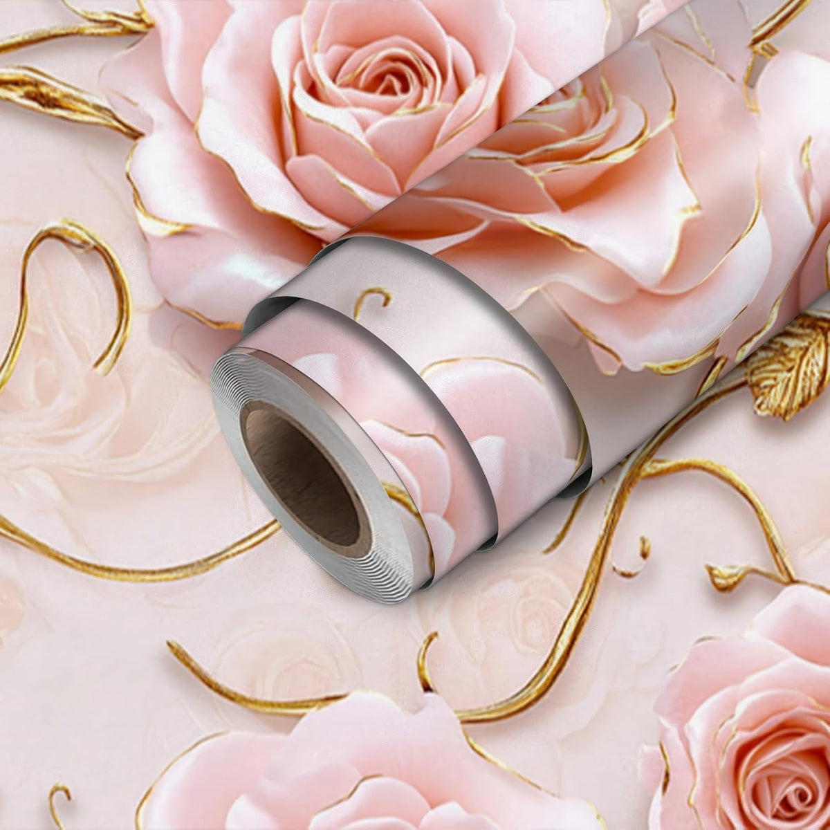 Pink Rose Floral Peel Stick Wallpaper 118.1x17.7 Inch Vinyl