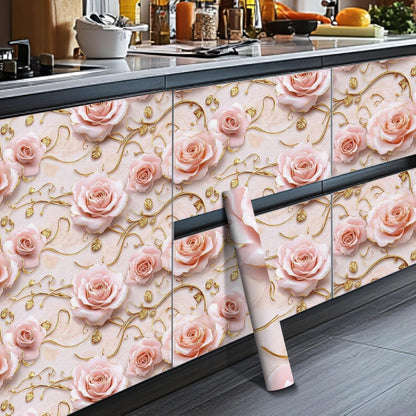 Pink Rose Floral Peel Stick Wallpaper 118.1x17.7 Inch Vinyl