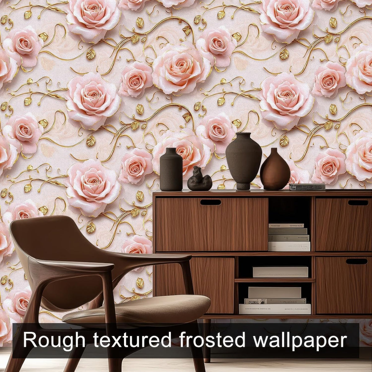Pink Rose Floral Peel Stick Wallpaper 118.1x17.7 Inch Vinyl