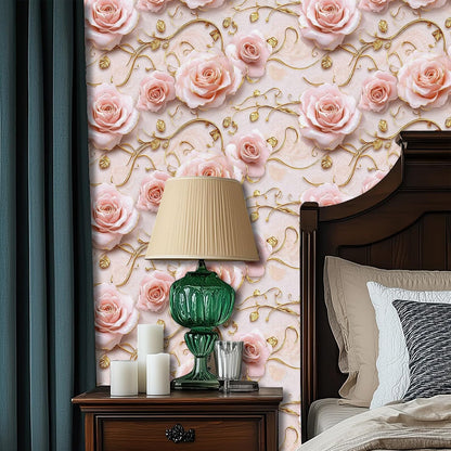 Pink Rose Floral Peel Stick Wallpaper 118.1x17.7 Inch Vinyl