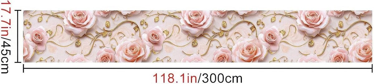 Pink Rose Floral Peel Stick Wallpaper 118.1x17.7 Inch Vinyl