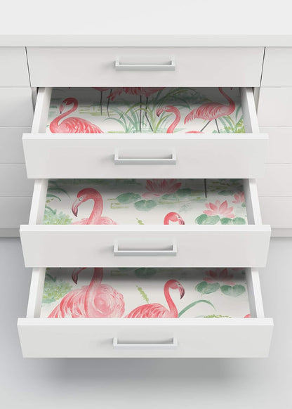 Flamingo Beach Peel & Stick Wallpaper, Pink, Tropical, Self-Adhesive, 20.5-in x 18-ft